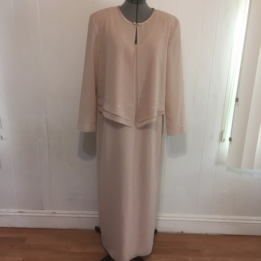 NOX beige long sleeve special occasion maxi dress